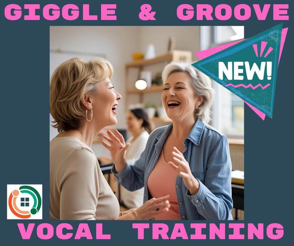 Two females facing each other laughing